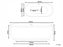 Cheap Beliani Kylpyamme Vapaasti Seisova Valkoinen 170 X 80 Cm Pinel