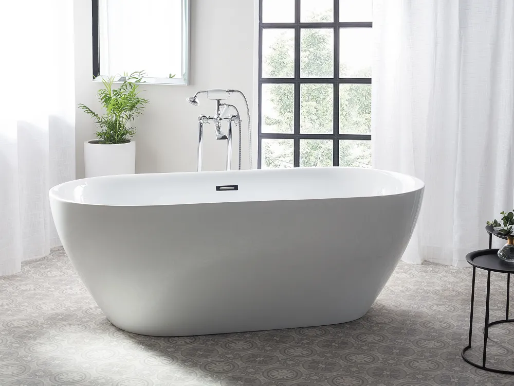 Shop Beliani Kylpyamme Vapaasti Seisova Valkoinen 180 X 80 Cm Carrera