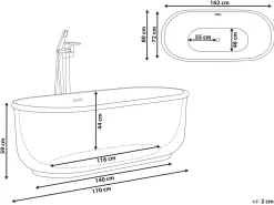 Kylpy- & Poreammeet<Beliani Kylpyamme Vapaasti Seisova Hopea 170 X 80 Cm Pinel