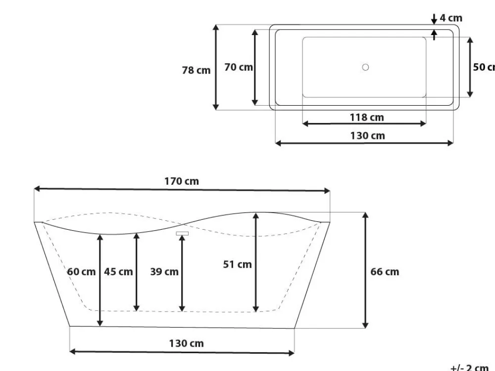 Kylpy- & Poreammeet<Beliani Kylpyamme Vapaasti Seisova Valkoinen 170 X 78 Cm Maravilla