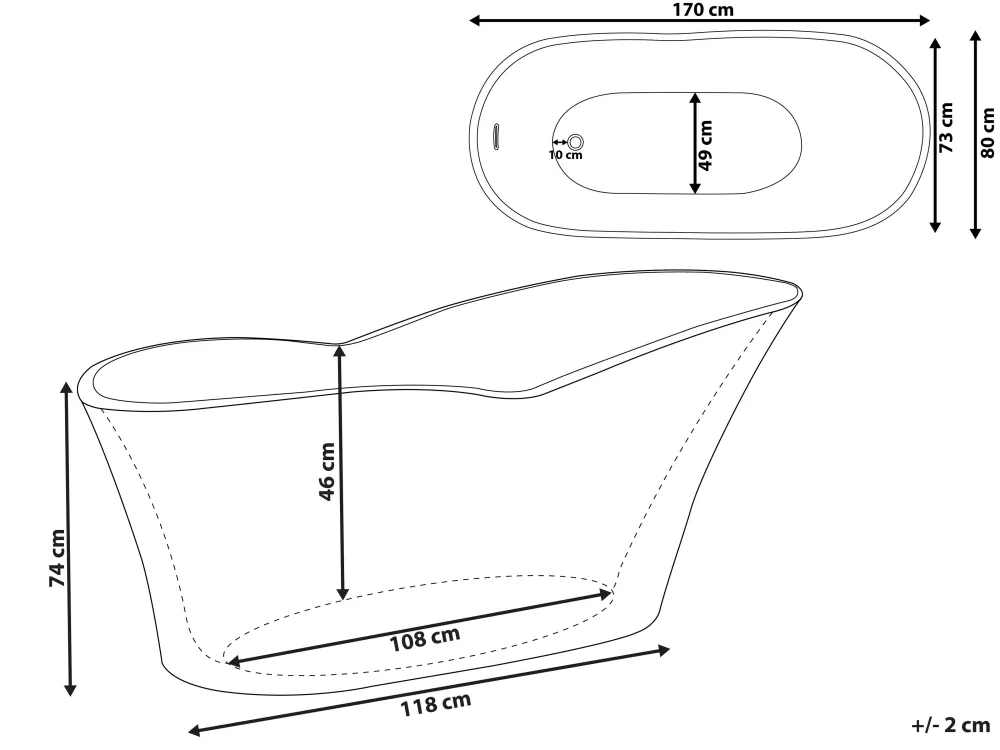 Cheap Beliani Kylpyamme Vapaasti Seisova Musta 170 X 80 Cm Dulcina