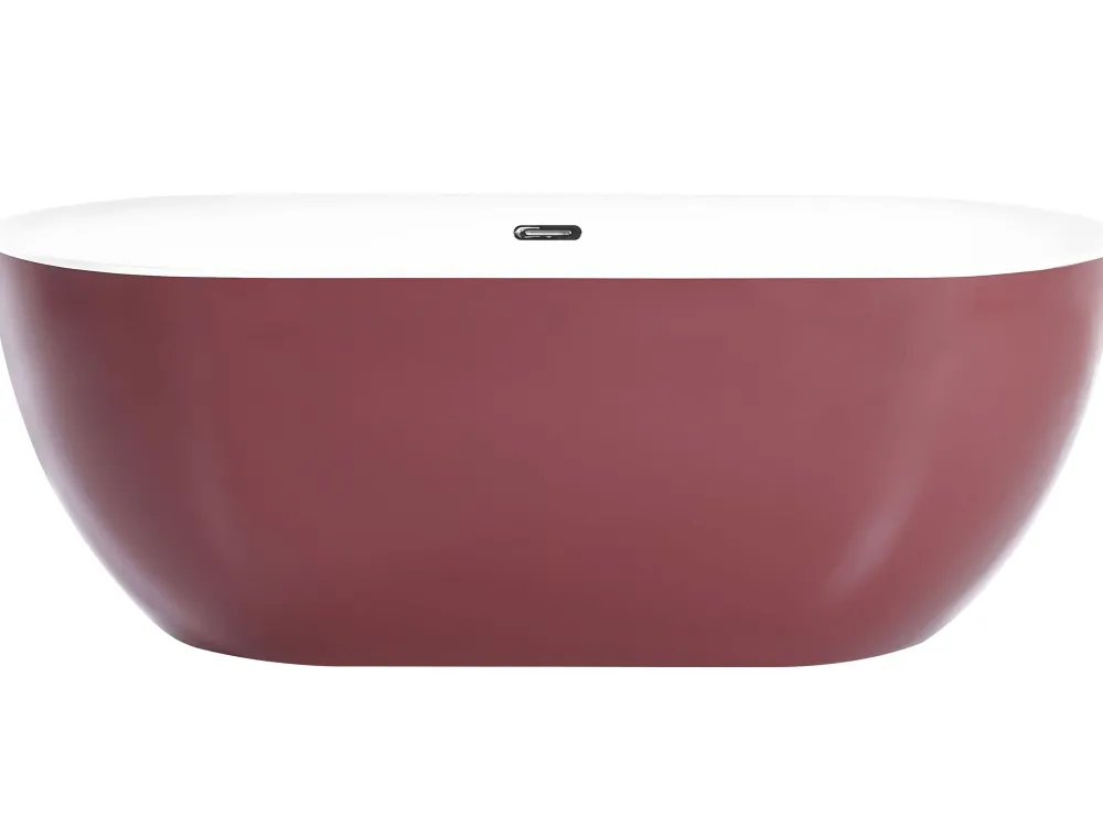 Kylpy- & Poreammeet<Beliani Kylpyamme Vapaasti Seisova Viininpunainen 170 X 80 Cm Carrera