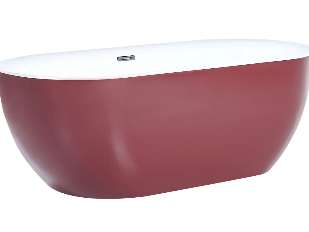 Kylpy- & Poreammeet<Beliani Kylpyamme Vapaasti Seisova Viininpunainen 170 X 80 Cm Carrera