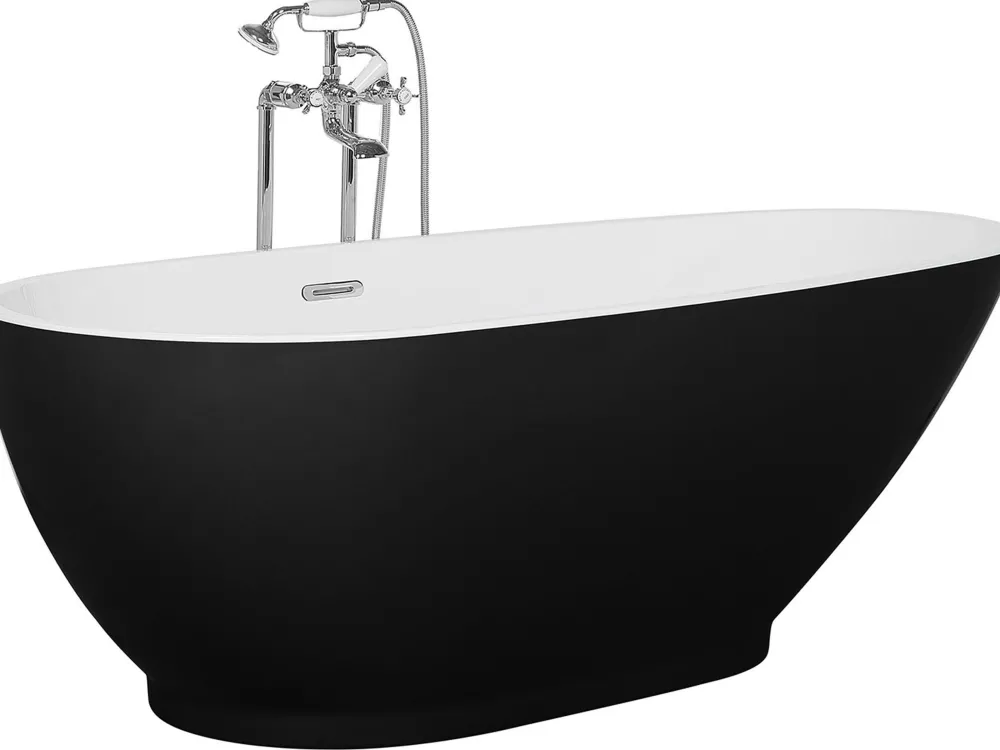 Flash Sale Beliani Kylpyamme Vapaasti Seisova Musta/Valkoinen 173 X 82 Cm Guiana