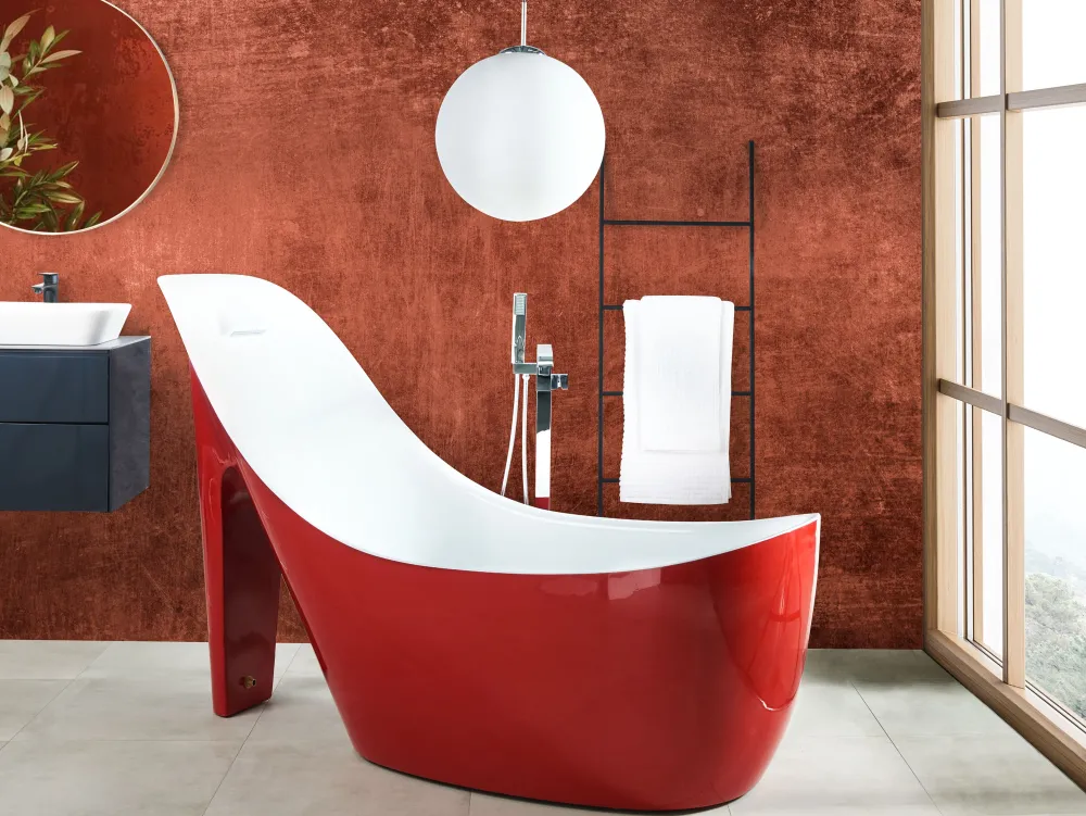 Kylpy- & Poreammeet<Beliani Kylpyamme Vapaasti Seisova Punainen 180 X 78 Cm Coco