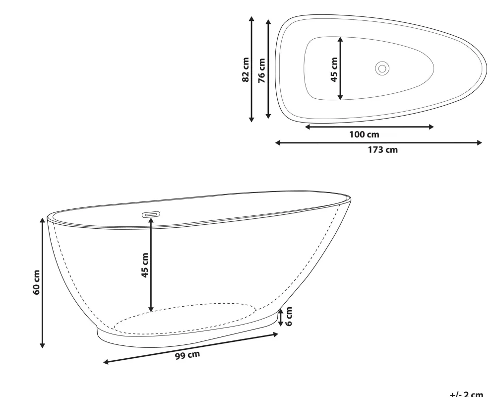 Kylpy- & Poreammeet<Beliani Kylpyamme Vapaasti Seisova Valkoinen 173 X 82 Cm Guiana