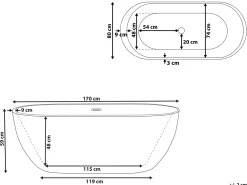 Discount Beliani Kylpyamme Vapaasti Seisova Sinivihrea 170 X 80 Cm Nevis