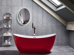 Kylpy- & Poreammeet<Beliani Kylpyamme Vapaasti Seisova Punainen 150 X 75 Cm Antigua