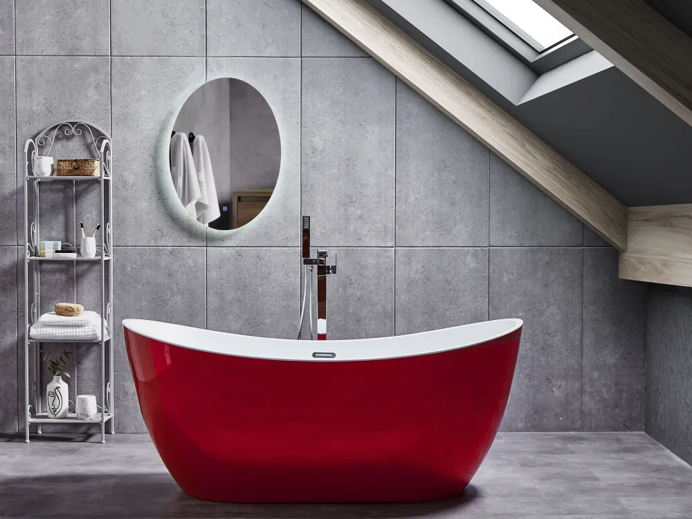 Kylpy- & Poreammeet<Beliani Kylpyamme Vapaasti Seisova Punainen 150 X 75 Cm Antigua