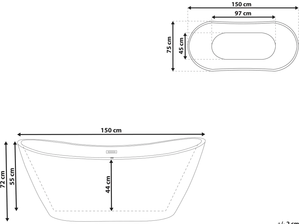 Kylpy- & Poreammeet<Beliani Kylpyamme Vapaasti Seisova Punainen 150 X 75 Cm Antigua