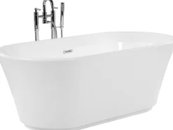 Cheap Beliani Kylpyamme Vapaasti Seisova Valkoinen 170 X 80 Cm Ovalle