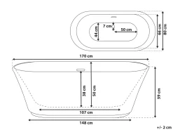Cheap Beliani Kylpyamme Vapaasti Seisova Valkoinen 170 X 80 Cm Ovalle