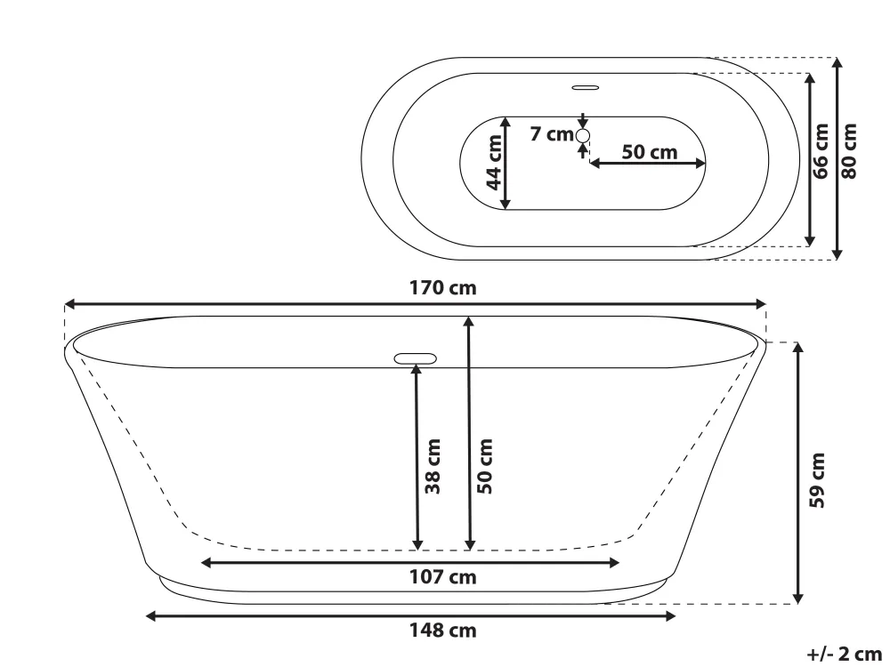 Cheap Beliani Kylpyamme Vapaasti Seisova Valkoinen 170 X 80 Cm Ovalle