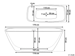 Kylpy- & Poreammeet<Beliani Kylpyamme Vapaasti Seisova Valkoinen 170 X 78 Cm Mingo
