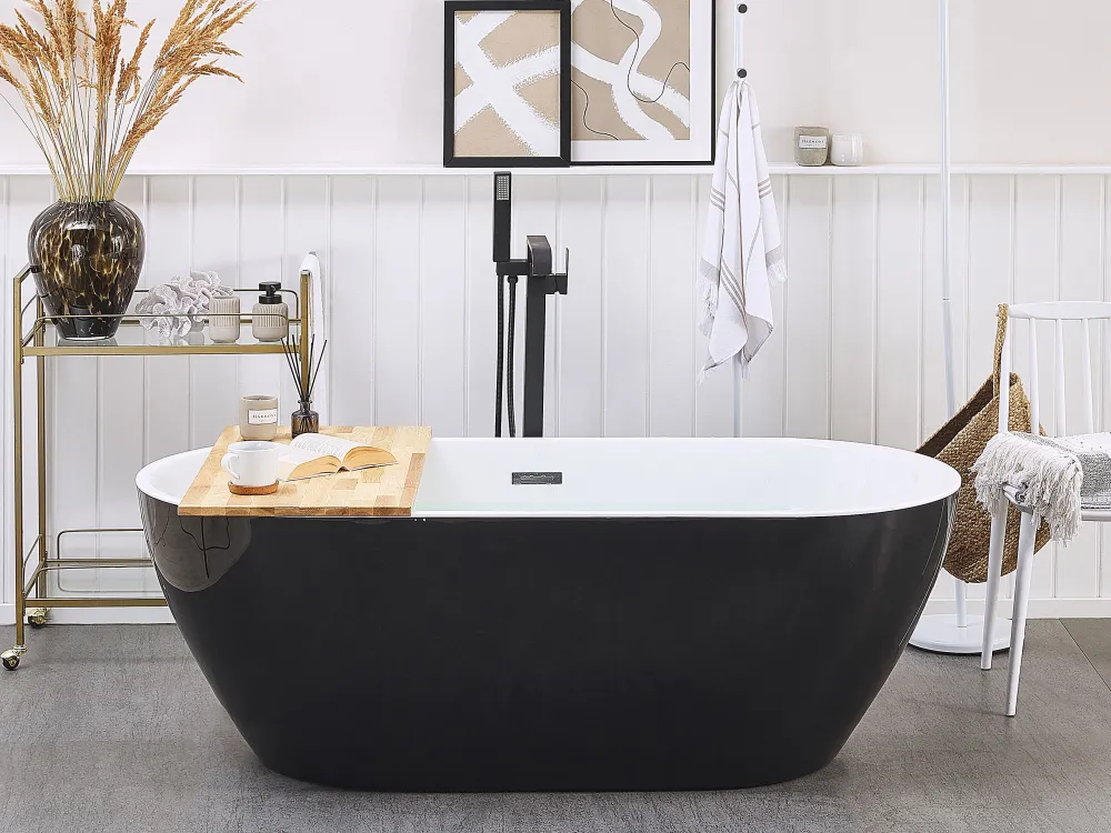 Hot Beliani Kylpyamme Vapaasti Seisova Musta 150 X 75 Cm Nevis