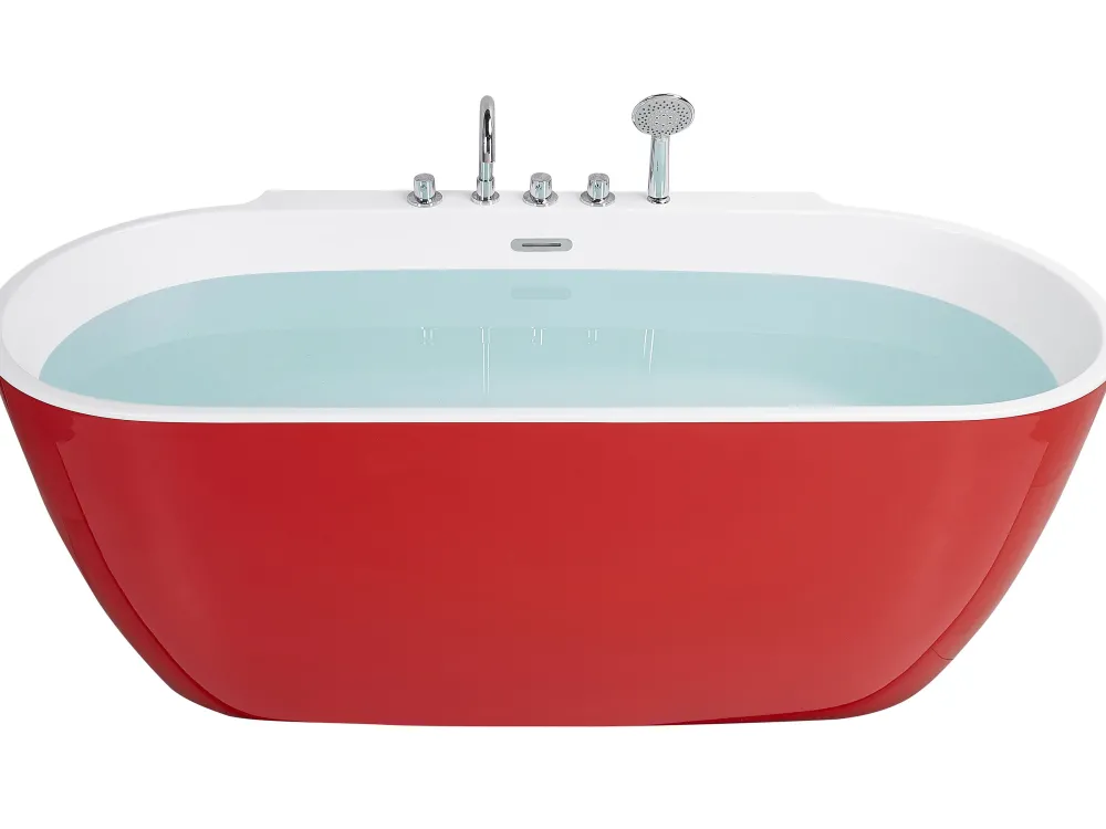 Cheap Beliani Kylpyamme Vapaasti Seisova Punainen 170 X 80 Cm Rotso