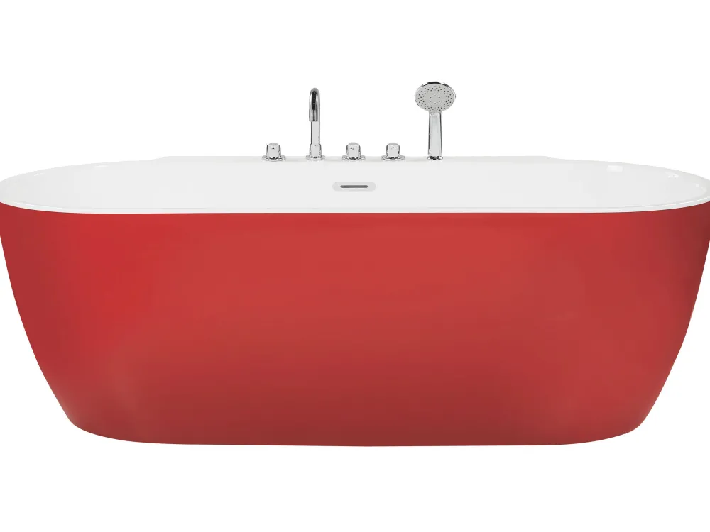 Cheap Beliani Kylpyamme Vapaasti Seisova Punainen 170 X 80 Cm Rotso