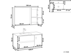 Säilytys<Beliani Kylpyhuoneen Kalusteet 3 Osaa Vaalea Puu/Musta 100 Cm Teruel