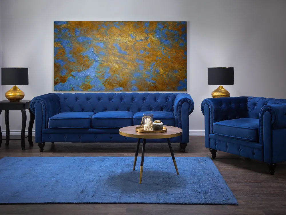 Nojatuolit<Beliani Laivastonsininen Samettiverhoiltu Nojatuoli Chesterfield