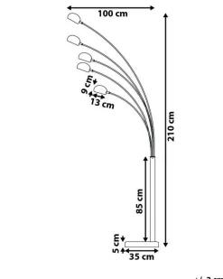 Valaisimet<Beliani Lattiavalaisin 5 Polttimoa Metalli Kulta Flinders