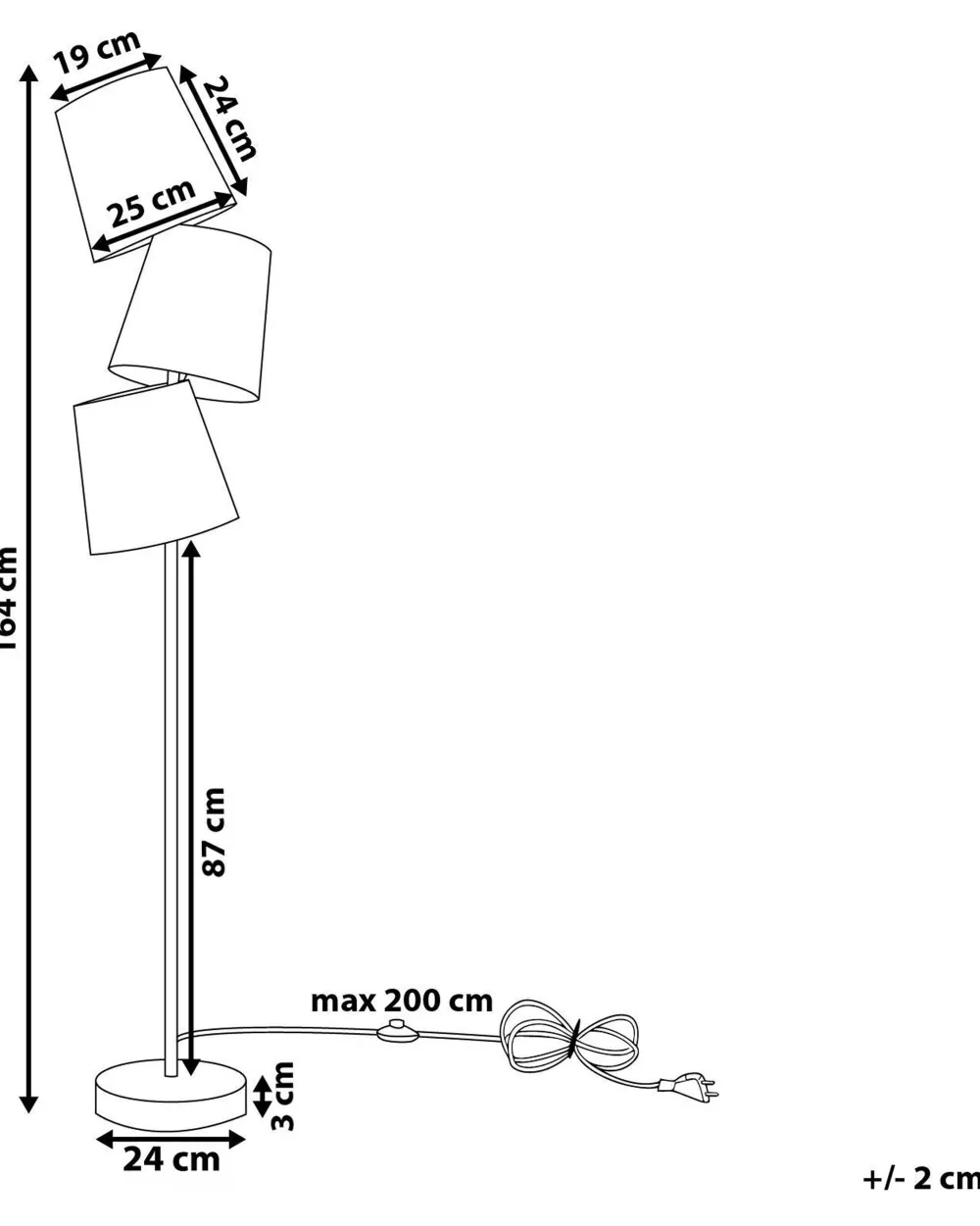 Store Beliani Lattiavalaisin 3 Polttimoa Metalli Harmaa Rio Grande