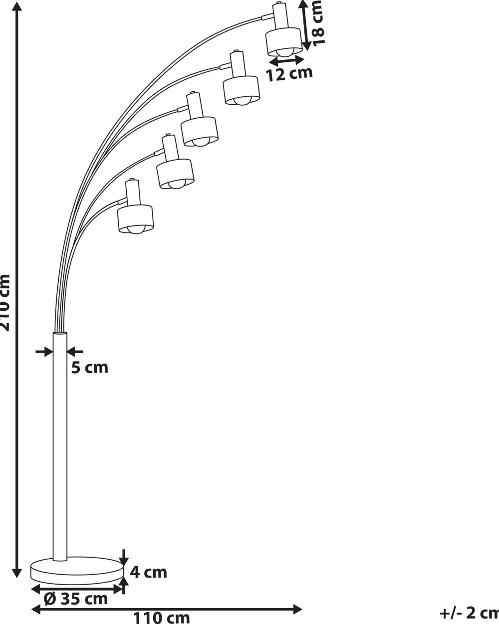 New Beliani Lattiavalaisin 5 Polttimoa Rauta Musta Anbesa