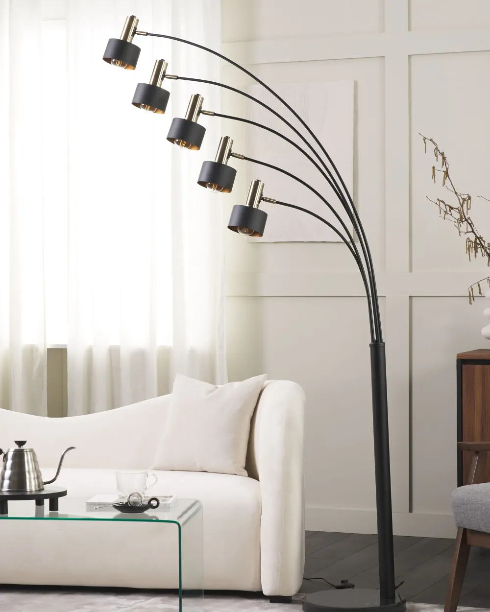 New Beliani Lattiavalaisin 5 Polttimoa Rauta Musta Anbesa