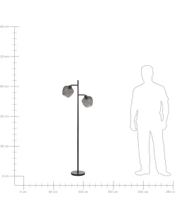 Valaisimet<Beliani Lattiavalaisin 2 Polttimoa Lasi Harmaa Sherry