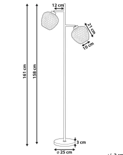 Valaisimet<Beliani Lattiavalaisin 2 Polttimoa Lasi Harmaa Sherry