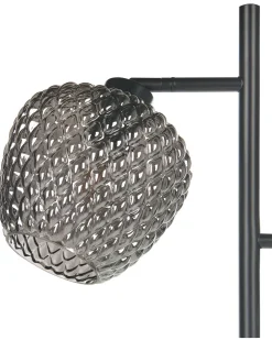 Valaisimet<Beliani Lattiavalaisin 2 Polttimoa Lasi Harmaa Sherry