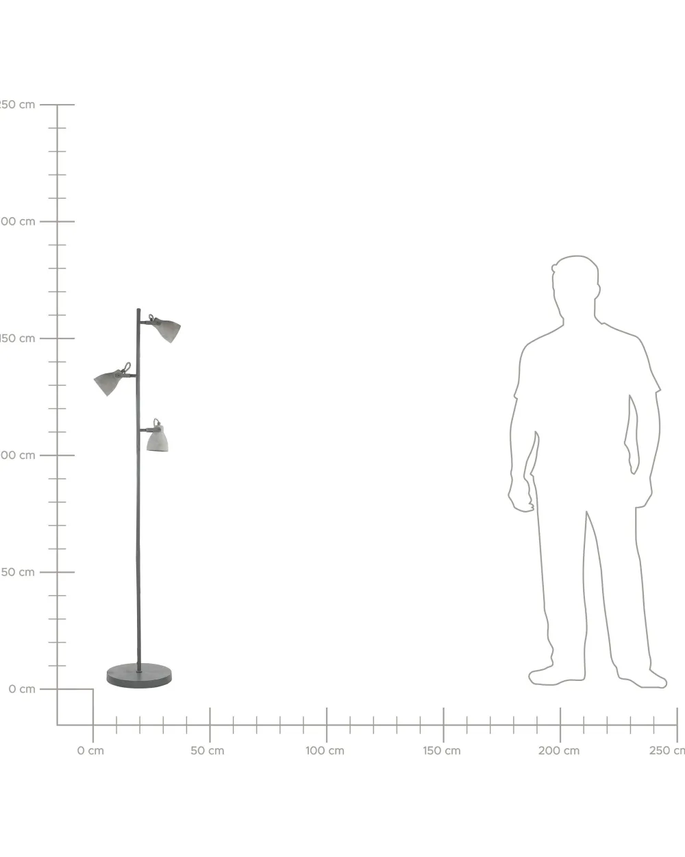 Fashion Beliani Lattiavalaisin 3 Polttimoa Betoni Vaaleanharmaa Mistago