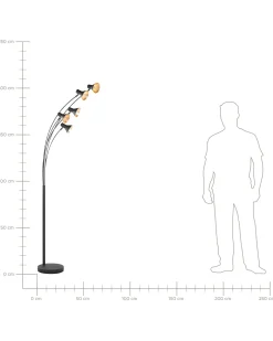 Valaisimet<Beliani Lattiavalaisin 5 Polttimoa Metalli Musta Baraga