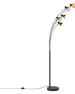 Valaisimet<Beliani Lattiavalaisin 5 Polttimoa Metalli Musta Baraga