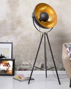 Discount Beliani Lattiavalaisin Metalli Musta/Kulta Thames Ii