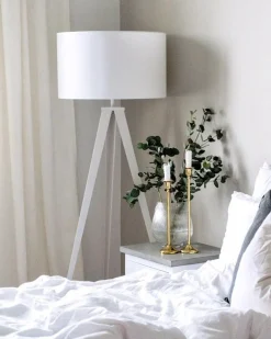 Valaisimet<Beliani Lattiavalaisin Metalli Valkoinen Stiletto