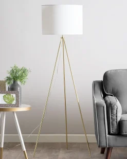 Valaisimet<Beliani Lattiavalaisin Metalli Valkoinen/Kulta Vistula