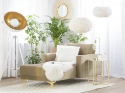 Shop Beliani Lattiavalaisin Metalli Valkoinen/Kulta Thames Ii