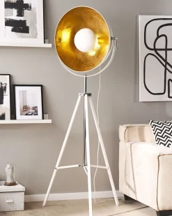 Shop Beliani Lattiavalaisin Metalli Valkoinen/Kulta Thames Ii