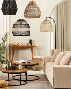 Fashion Beliani Lattiavalaisin Rottinki Luonnonvari/Musta Bernica