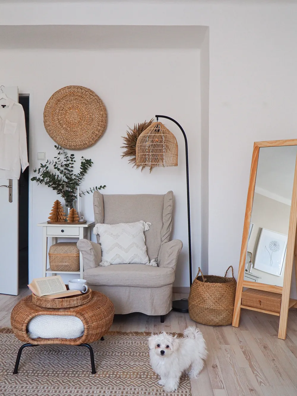 Fashion Beliani Lattiavalaisin Rottinki Luonnonvari/Musta Bernica