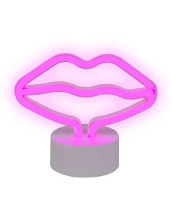 Valaisimet<Beliani Led-Neonvalaisin Huulet Vaaleanpunainen Flora