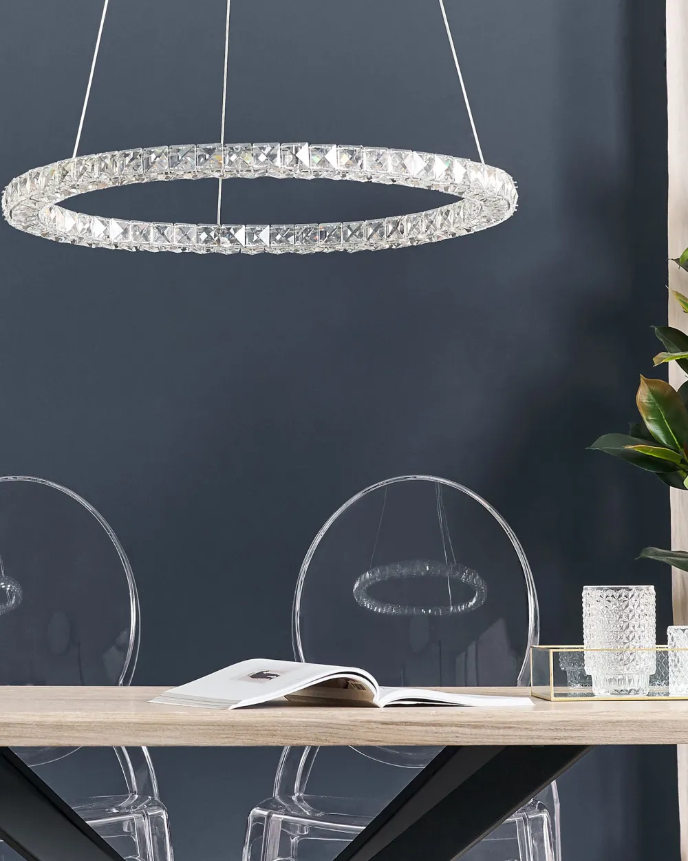 Fashion Beliani Led-Riippuvalaisin Kristalli Hopea Magat