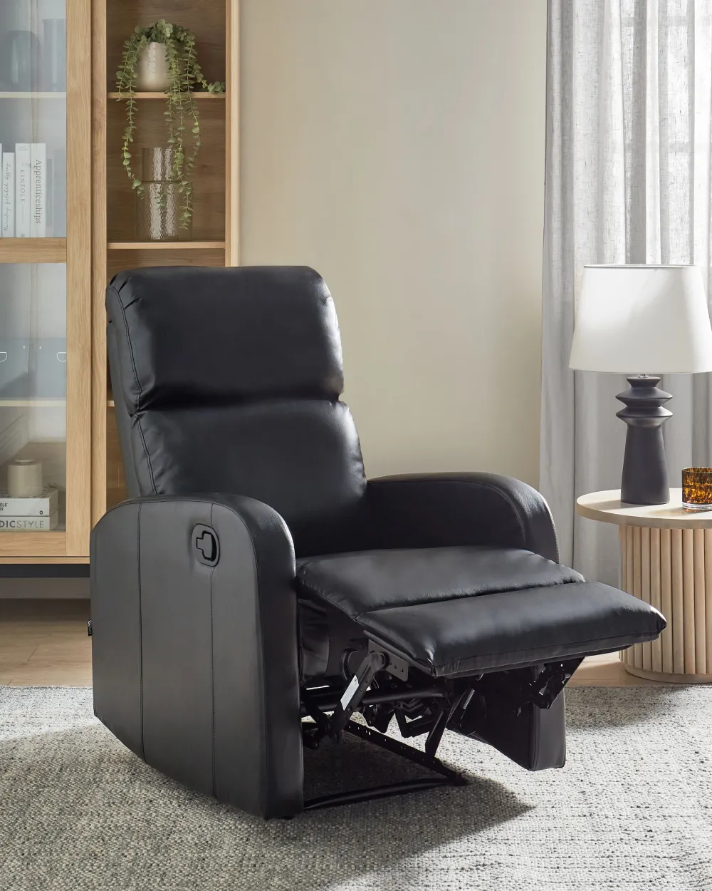 Best Beliani Lepotuoli Keinonahkainen Led-Valoilla Ja Usb-Portilla Musta Virrat