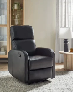 Best Beliani Lepotuoli Keinonahkainen Led-Valoilla Ja Usb-Portilla Musta Virrat