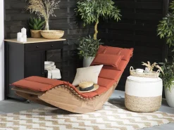 Ulkokalusteet<Beliani Lepotuoli Punaisella Pehmusteella Brescia