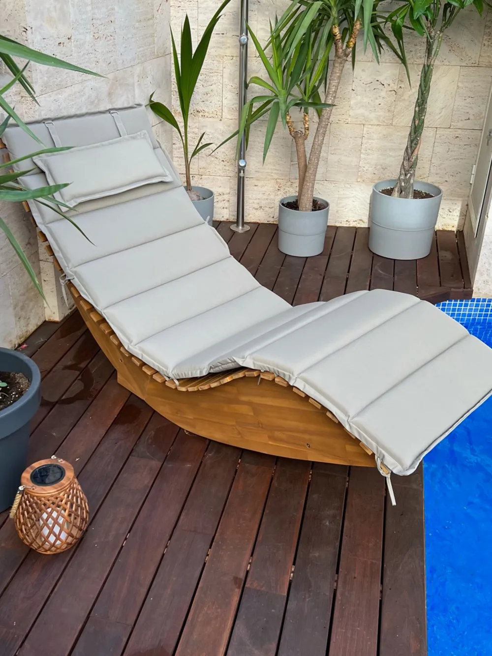 Ulkokalusteet<Beliani Lepotuoli Ruskeanharmaalla Pehmusteella Brescia