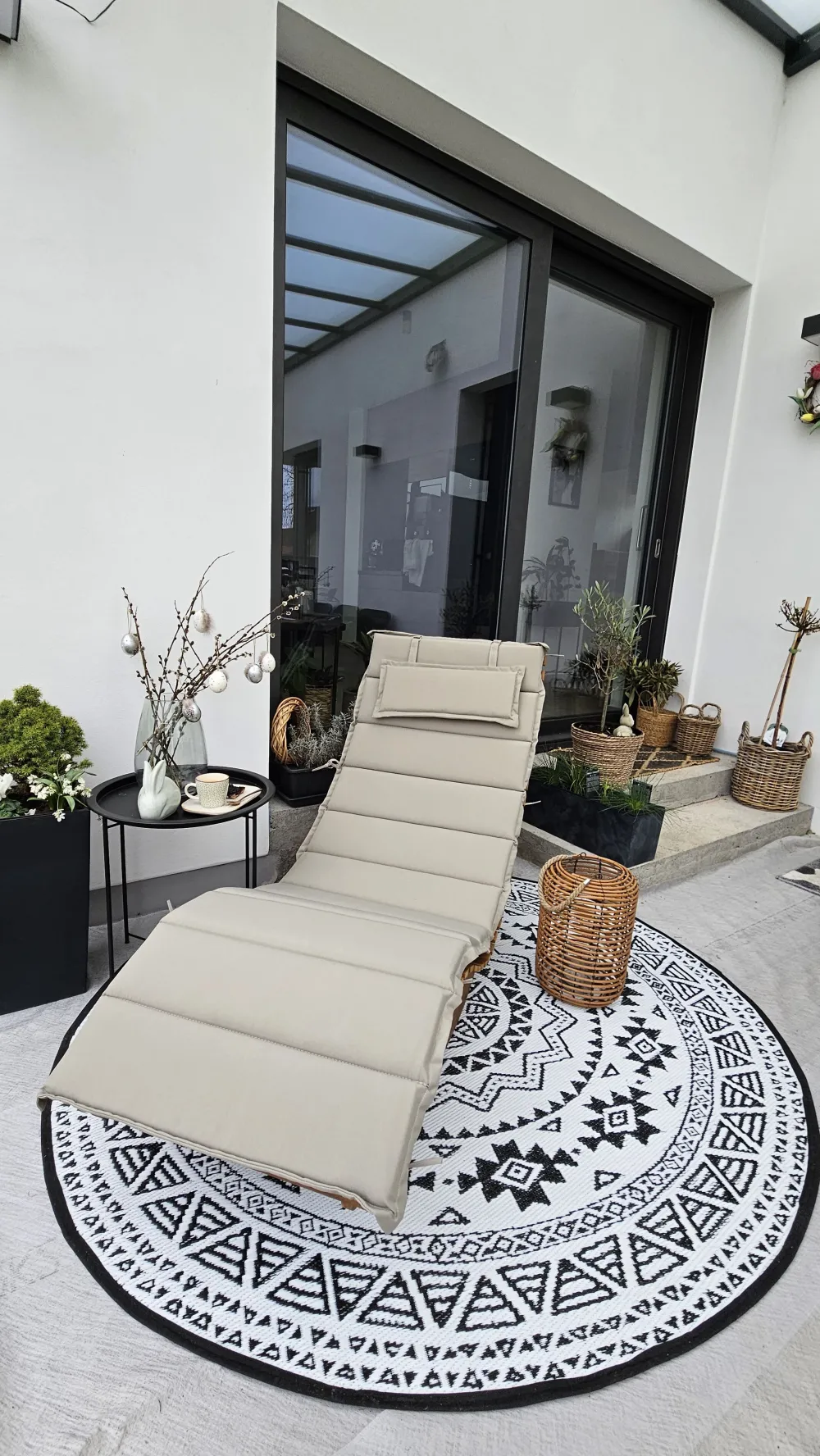 Ulkokalusteet<Beliani Lepotuoli Ruskeanharmaalla Pehmusteella Brescia