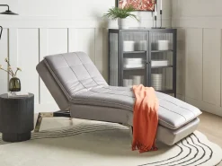 Clearance Beliani Lepotuoli Sametti Vaaleanharmaa Loiret