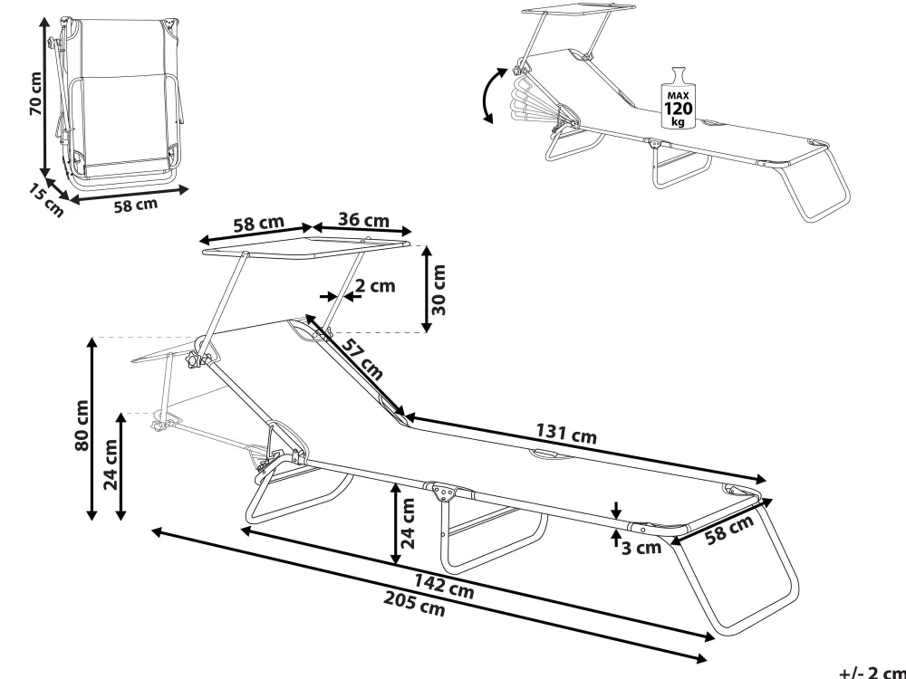 Best Sale Beliani Limenvihrea Teraksinen Aurinkotuoli Katoksella Foligno