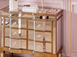 Sale Beliani Lipasto Peililasi 6 Laatikkoa Hopea Mozela